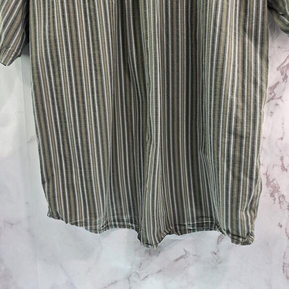 REI Shirt Mens Large Brown Striped Button Up Short Sleeve Vintage Cotton - Picture 7 of 9